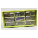 Plastic Parts Bin w/ Lathe Tool Bits