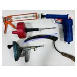 2 Drain Snakes, Caulk Gun, Etc