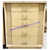 Light Fluted Wooden Chest w/ 4 Drawers (34x18x44')