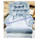 Blue Upholstery Padded Swiveling Rocker