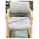 Grey Upholstery Squared Wooden Guest Armchair