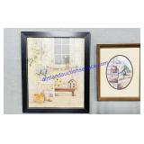 2) Framed Hanging Art Prints (22 x 18.5' & 15 x