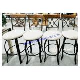 (4) Swiveling Padded Wood & Metal Tall Barstools