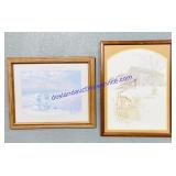(2) Framed Hanging Art Prints (26 x 20' and 23 x