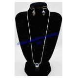Sterling Silver Beaded Pendant Necklace & Earrings