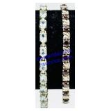 2 Jeweled Sterling Silver Bracelets (1 Broken)
