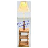 4' Working Wooden End Table Standing Lamp w/