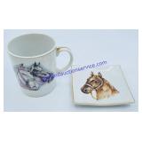 Porcelain Equestrian Plate & Mug
