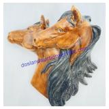 3D Plaster Double Horse Head Wall Art Sculpture