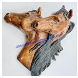 3D Plaster Double Horse Head Wall Art Sculpture