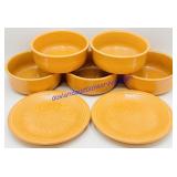 Orange Glaze Fiesta Ceramic Bowl & Plate Set