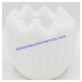 Fenton Pinched & Fluted Milk Glass Rose Bowl