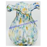 Hand Blown Art Glass Ruffled Confetti Vase