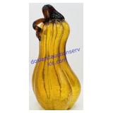 Blown Crackled Amber Glass Squash Decoration