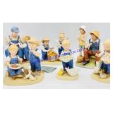 (6) Homco Denim Days Ceramic Figurines