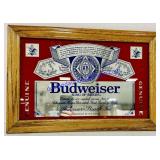 18.5inx12.5in Budweiser Framed Mirror