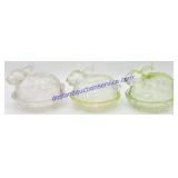 L.E. Smith Pressed Glass Nesting Bunny Dishes