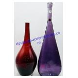 Ruby Red & Amethyst Glass Vases