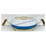 Pyrex Royal Divided Casserole Dish, Lid, & Cradle