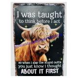 12inx8in Metal Novelty Bull Sign