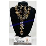Autumnal Bronze Beaded Necklace & Earrings