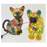 (2) Stained Resin Animal Electric Lamps