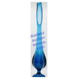 Viking Swung Glass Bluenique 6 Petal Footed Vase