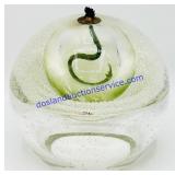 Clear Bubble Glass Paperweight & Oil Lamp Light