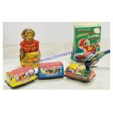 Vintage Tin Windup Toys & Bank