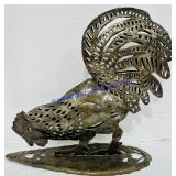 Openwork Brass Rooster Sculpture