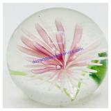 Chrysanthemum Flower Art Glass Paperweight