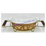 Pyrex Early American Casserole Dish, Lid, & Cradle