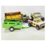 (4) Vintage Metal Toy Trucks & Wagon