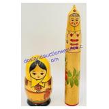 Wooden Nestling Doll and Kokeshi Doll