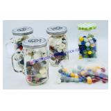 (3) Jars of Buttons & Jars of Marbles