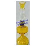Amber Gold Pressed Glass Pedestal Kerosene Oil