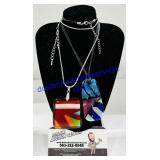 2 Large Glass Pendant Necklaces