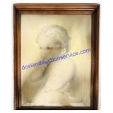 20.5x16.5" Signed 20th Century Toddler Pastel