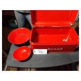 METAL RED BREAD BOX/BOWLS