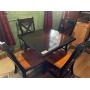 3 X 3 WOODEN TABLE AND 4 WOODEN CHAIRS