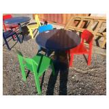 3 Chairs Round Outdoor Metal Table