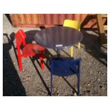 3 Chairs Round Outdoor Metal Table