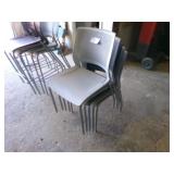 4 Stackable Chairs 3 Gray and 1 Blue