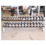 Metal Dumbells with Rack from 10 lbs. to 75 lbs.