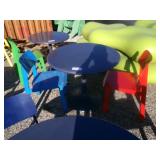 Round Outdoor Metal Table with 2 Assorted Chairs