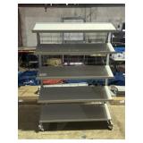 One Rolling Display Rack With Adjustable Shelves