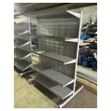 One Rolling Display Rack With Adjustable Shelves