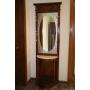 WALNUT MARBLE TOP HALL TREE WITH MIRROR