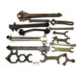 15 pc Lot Brass & Steel Wrench Collection
