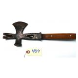 Wood handle combination hatchet, hammer & nail